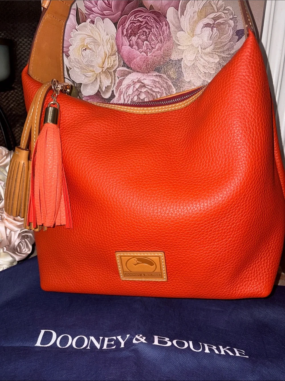 Dooney & Bourke Patterson Pebble Leather Paige Sac in orange/clementine
